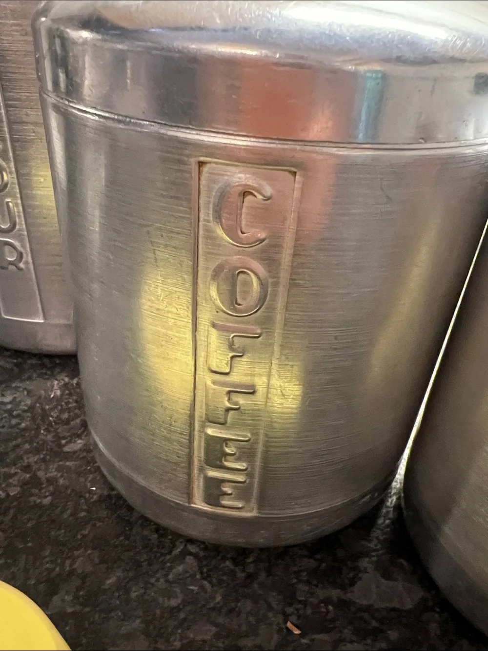 Vintage Aluminum Flour, Coffee & Tea Canister Set with free vintage scoop